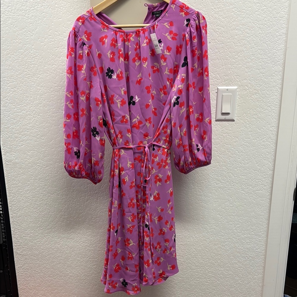 Vibrant Floral Dress with Tie Belt